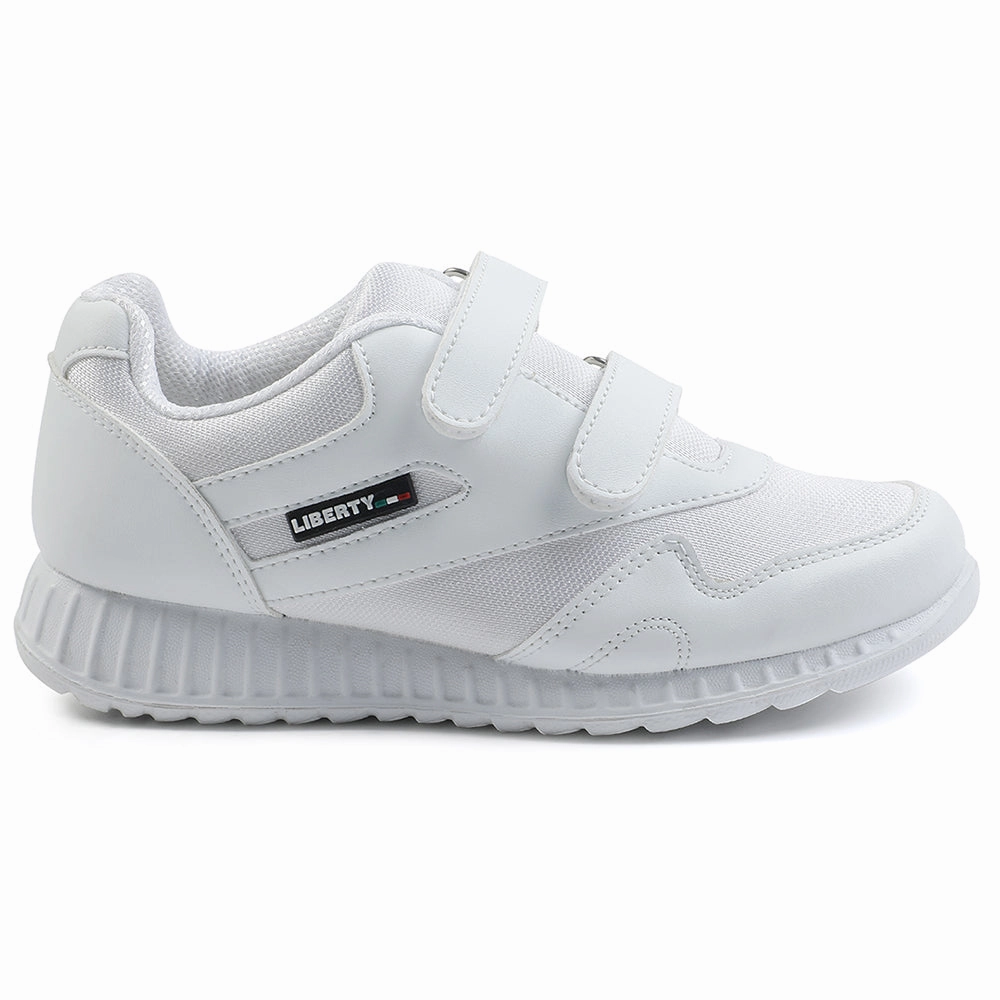 Force 10 White Velcro Uniform School Shoes For Kids 9906-90VGN By Liberty