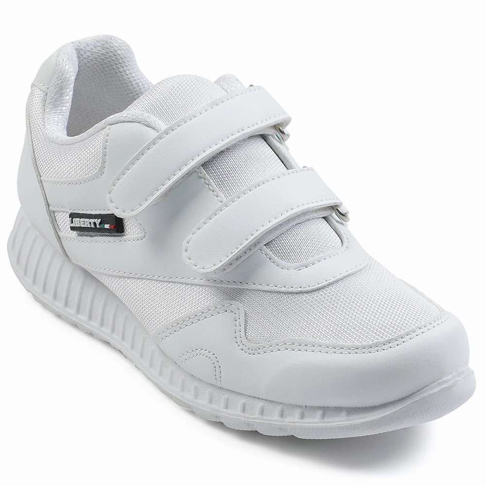 Force 10 White Velcro Uniform School Shoes For Kids 9906-90VGN By Liberty