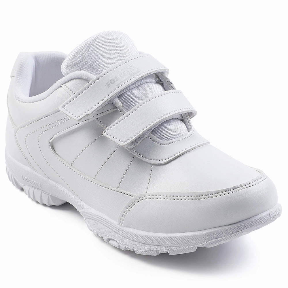 Force 10 White Velcro Uniform School Shoes For Kids SCHZONE-DV By Liberty