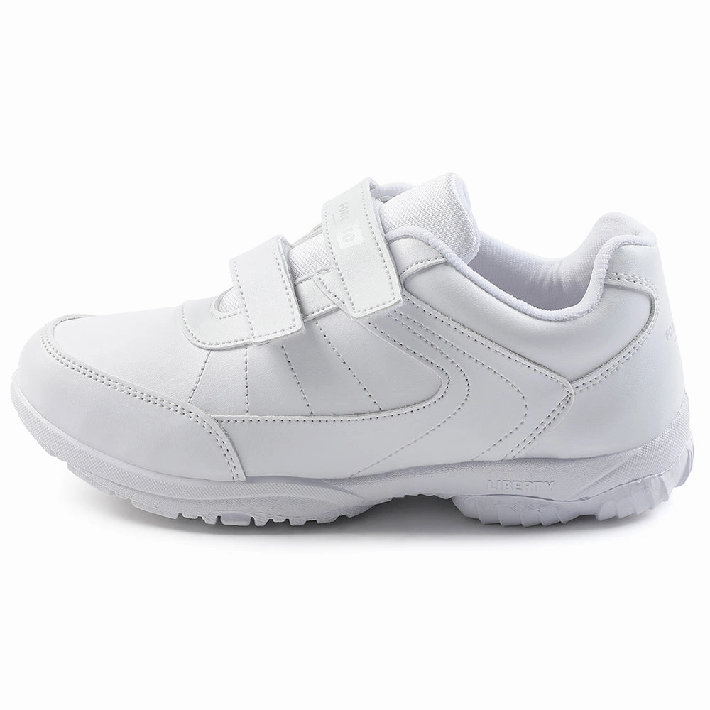 Force 10 White Velcro Uniform School Shoes For Kids SCHZONE-DV By Liberty