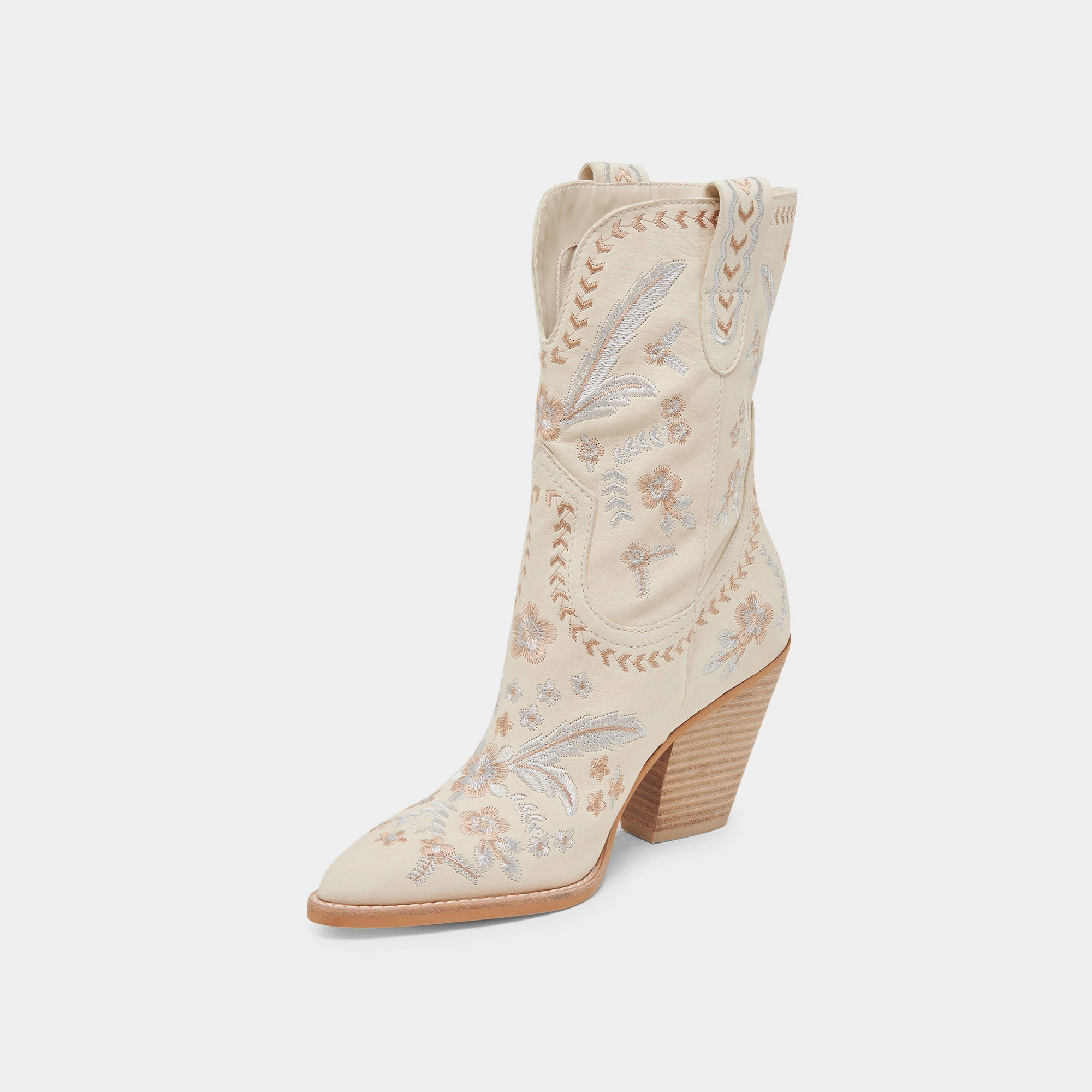 JESSEY FLORAL BOOTS CREME NUBUCK