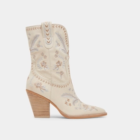 JESSEY FLORAL BOOTS CREME NUBUCK