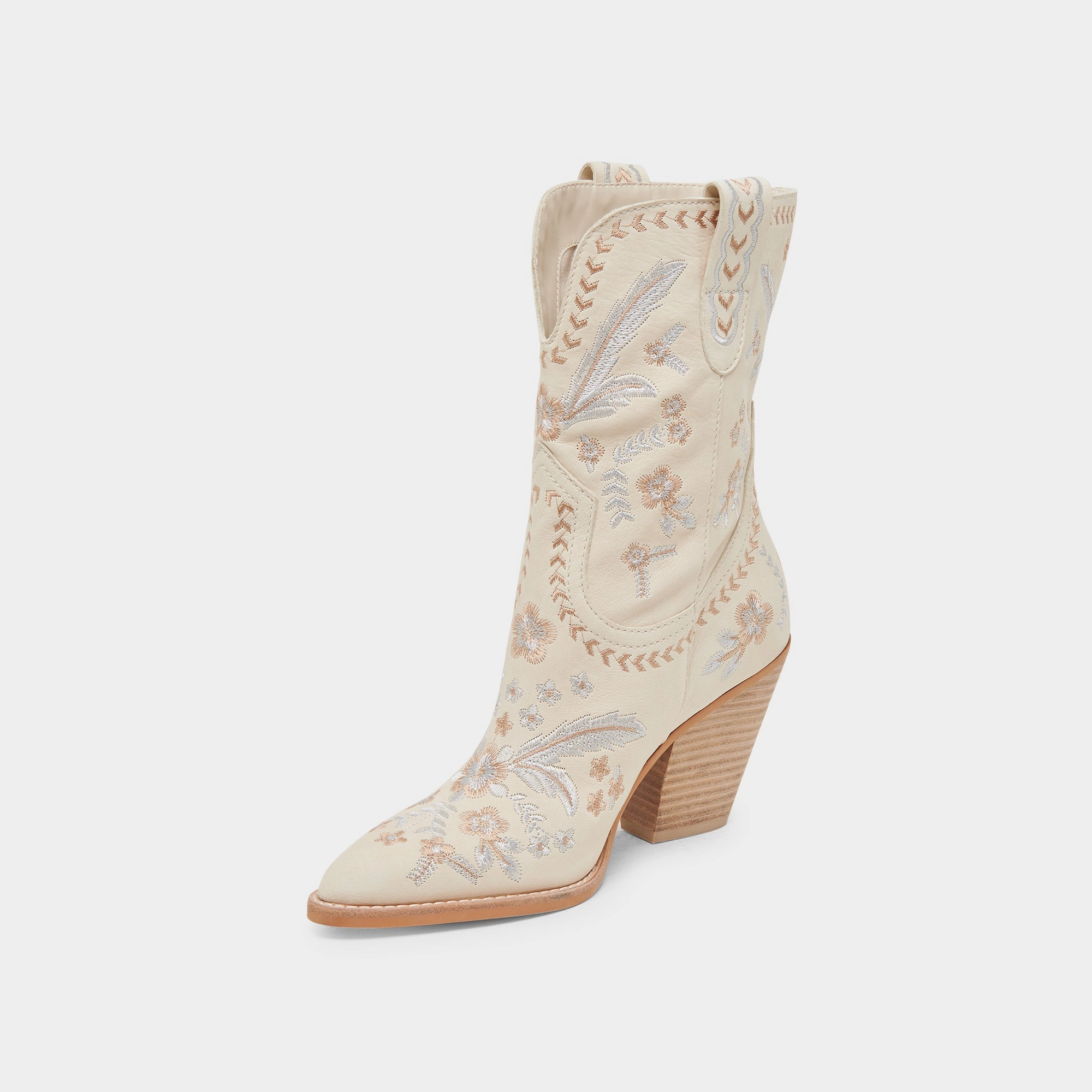 JESSEY FLORAL BOOTS CREME NUBUCK