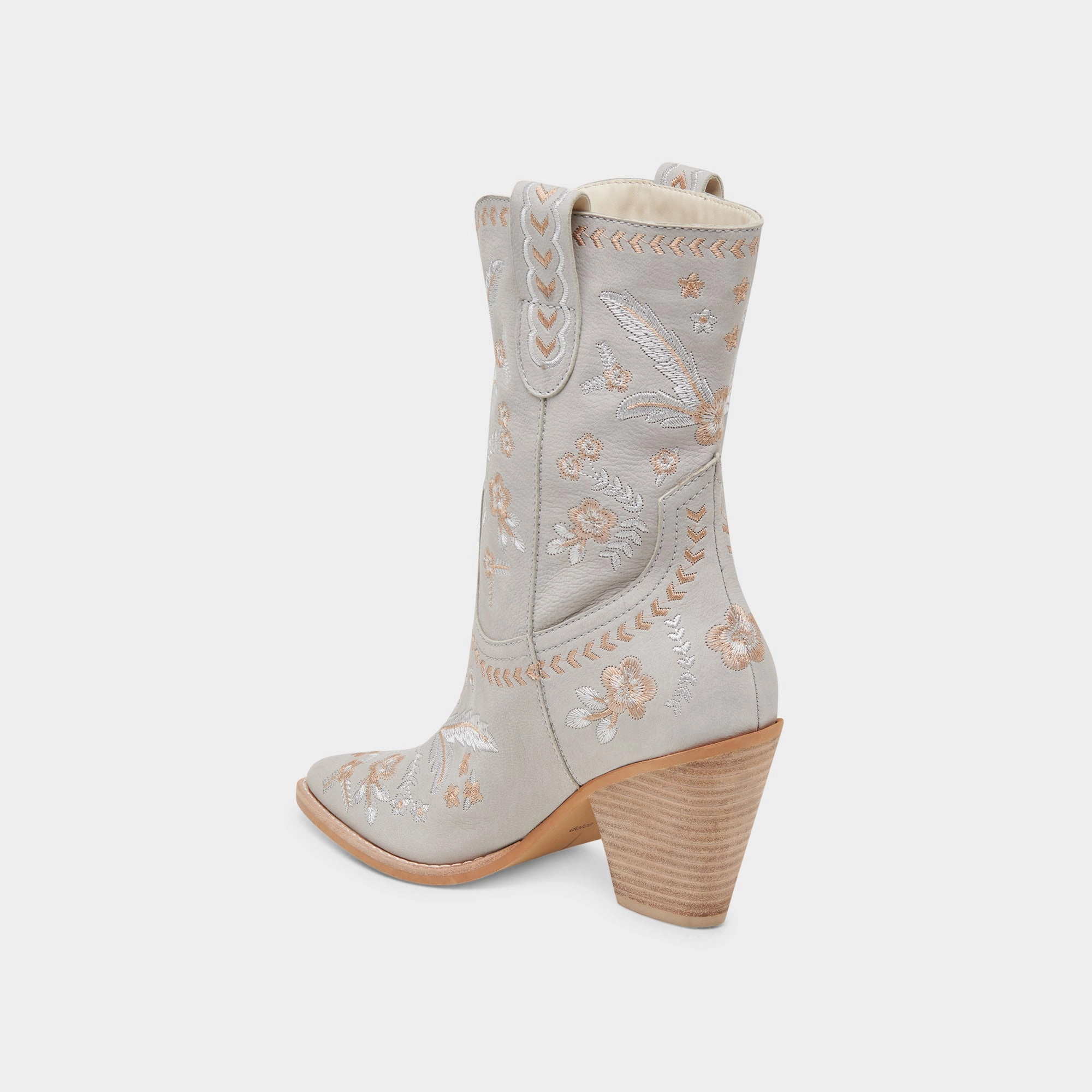 JESSEY FLORAL BOOTS LIGHT BLUE NUBUCK
