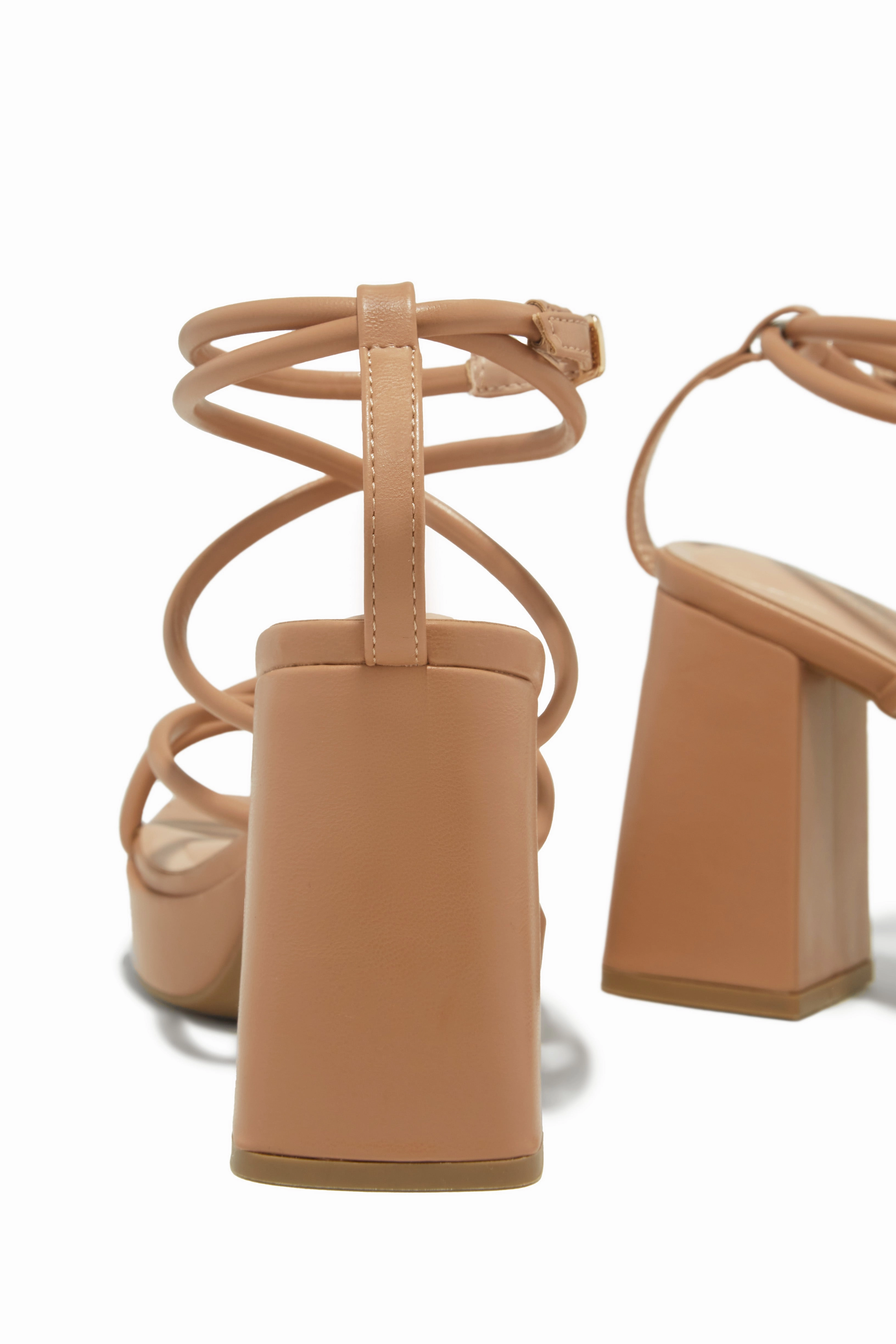 Kaylie Platform Block Heels - Nude