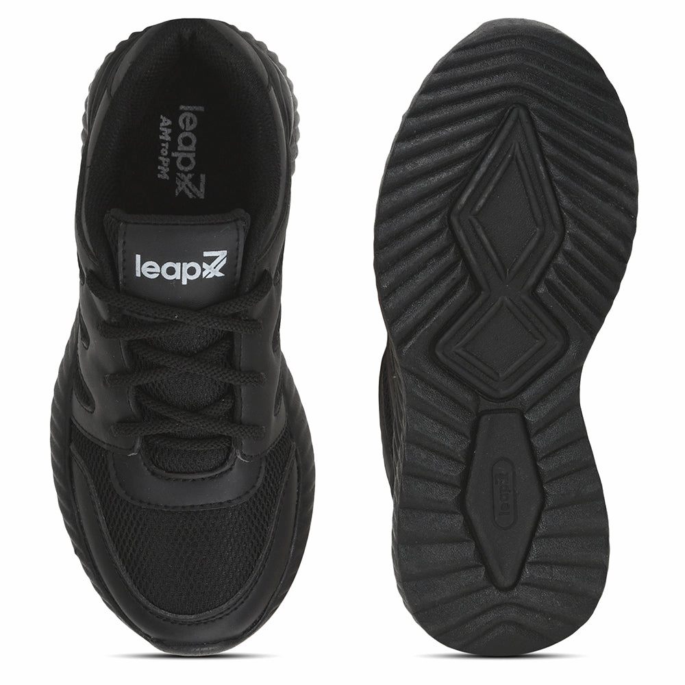Leap7x Black Lacing Uniform School Shoes For Kids NITSCHO-1L By Liberty