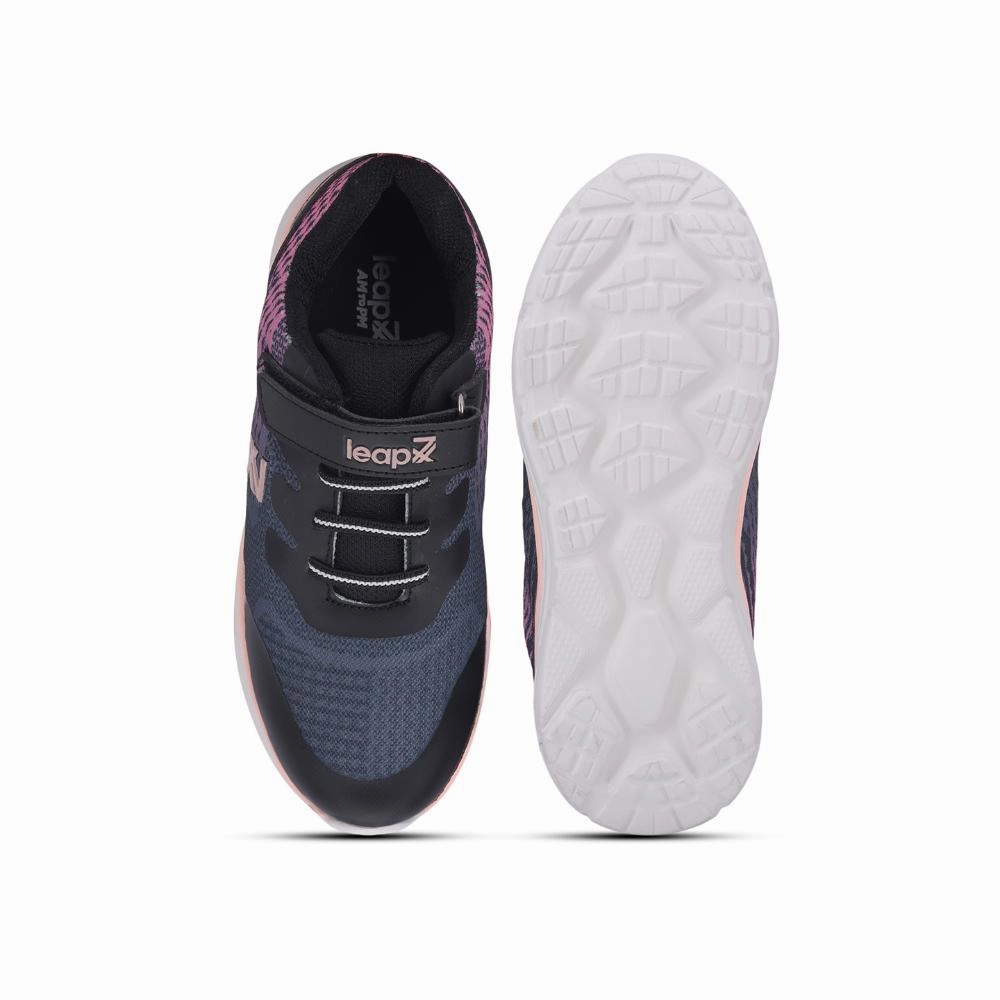 Leap7x Black Sports Non Lacing Walking Shoes For Kids KIMSER-E By Liberty