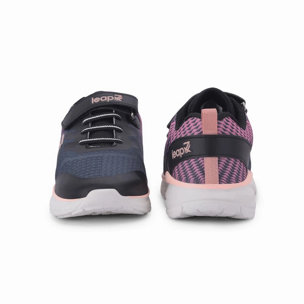 Leap7x Black Sports Non Lacing Walking Shoes For Kids KIMSER-E By Liberty