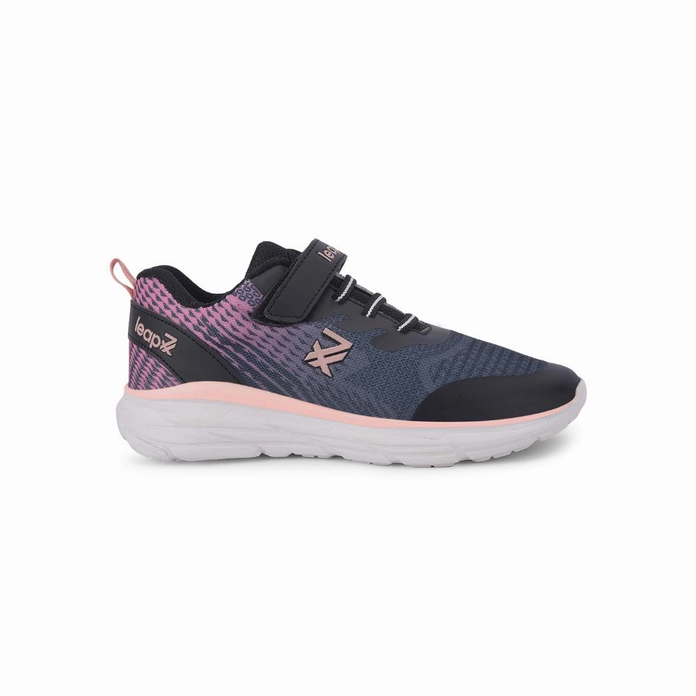 Leap7x Black Sports Non Lacing Walking Shoes For Kids KIMSER-E By Liberty