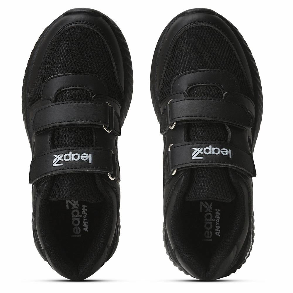 Leap7x Black Velcro Uniform School Shoes For Kids NITSCHO-1V By Liberty