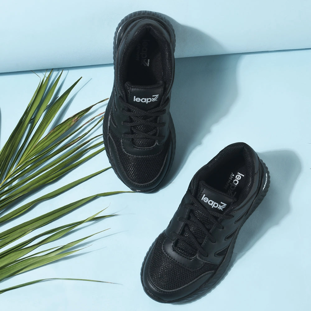 Leap7x Black Velcro Uniform School Shoes For Kids NITSCHO-1V By Liberty