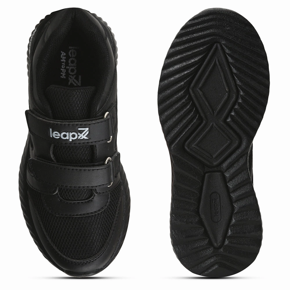 Leap7x Black Velcro Uniform School Shoes For Kids NITSCHO-1V By Liberty
