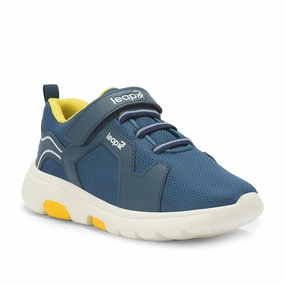 Leap7x Teal Blue Sports Non Lacing Walking Shoes For Kids ETHAN-E By Liberty