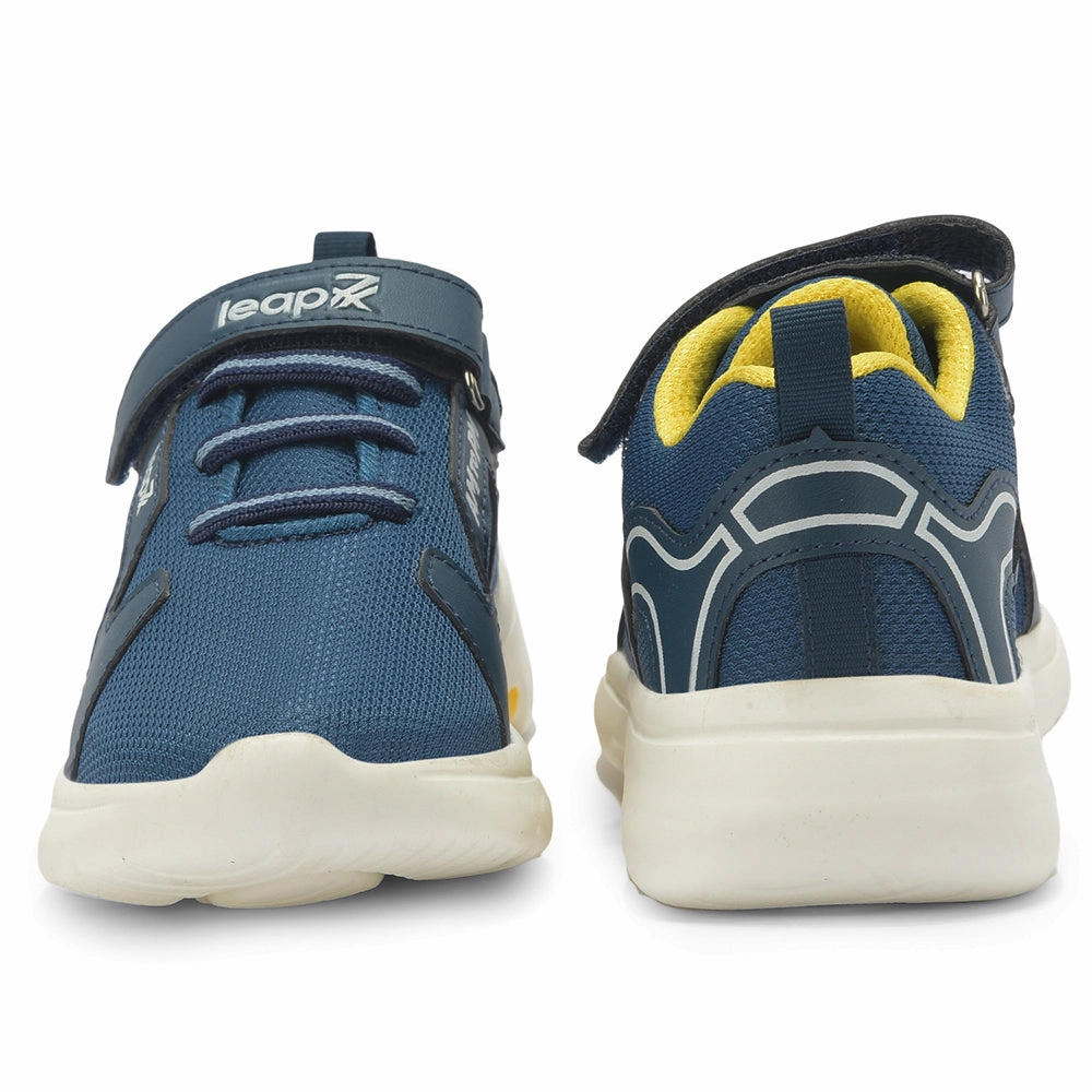 Leap7x Teal Blue Sports Non Lacing Walking Shoes For Kids ETHAN-E By Liberty