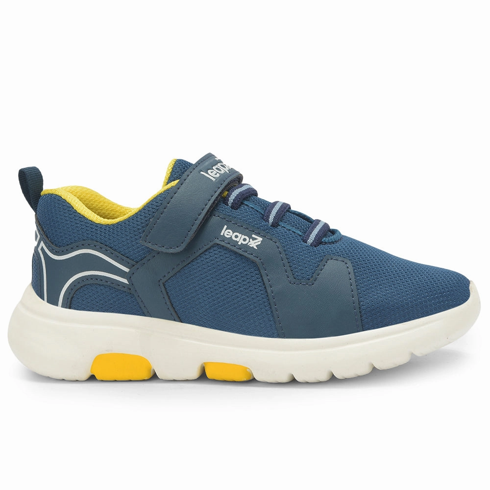 Leap7x Teal Blue Sports Non Lacing Walking Shoes For Kids ETHAN-E By Liberty