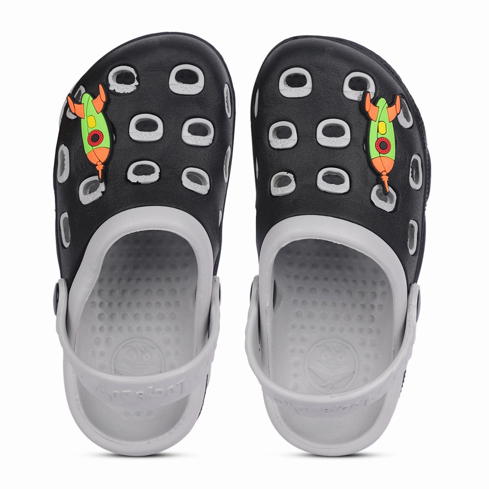 Lucy & Luke Black Casual Slingback Clogs For Kids LPMXT-823 By Liberty