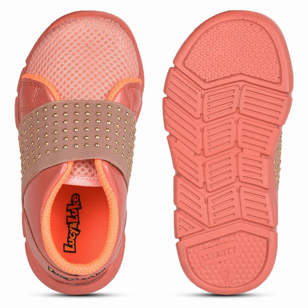 Lucy & Luke Casual Peach Non Lacing Shoes For Kids FLYNN-25 By Liberty