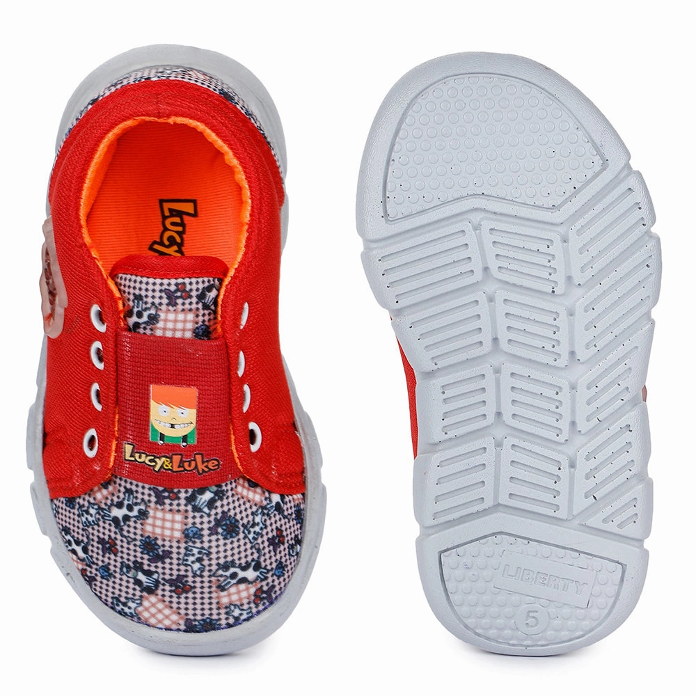 Lucy & Luke Casual Red Non-Lacing Shoes For Kids FLYNN-15 By Liberty