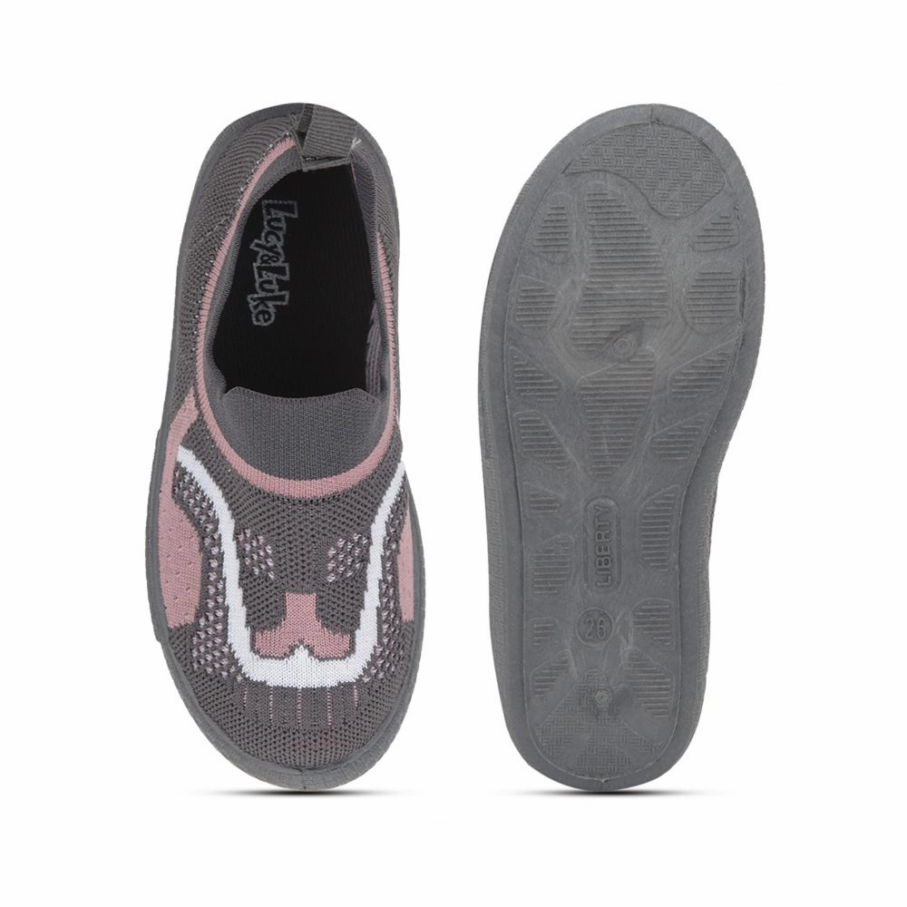 Lucy & Luke (Grey) Casual Non Lacing Shoes For Kids 8152-1 By Liberty