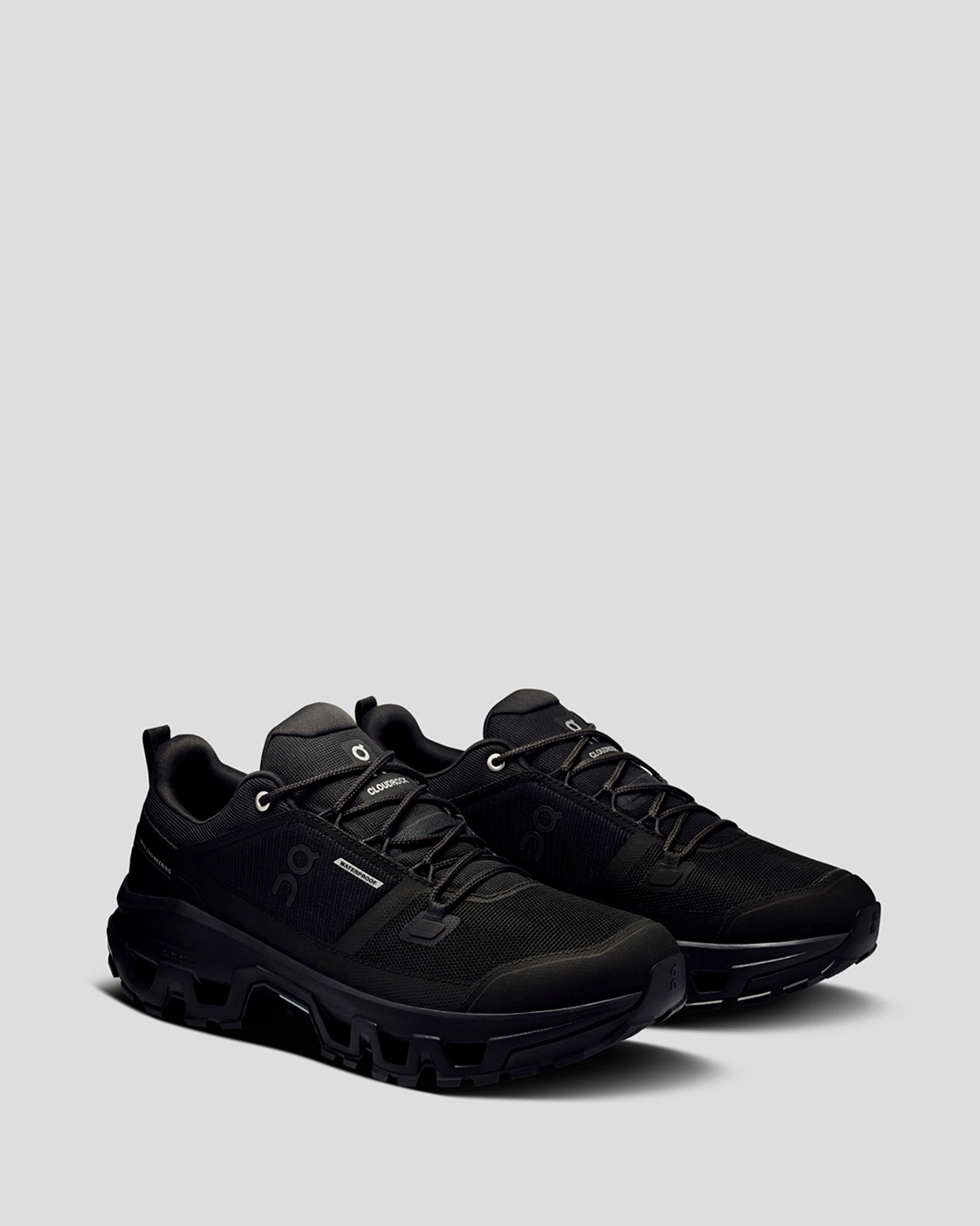 Men's On Running Cloudrock Low Hiking Shoes - Black/Black
