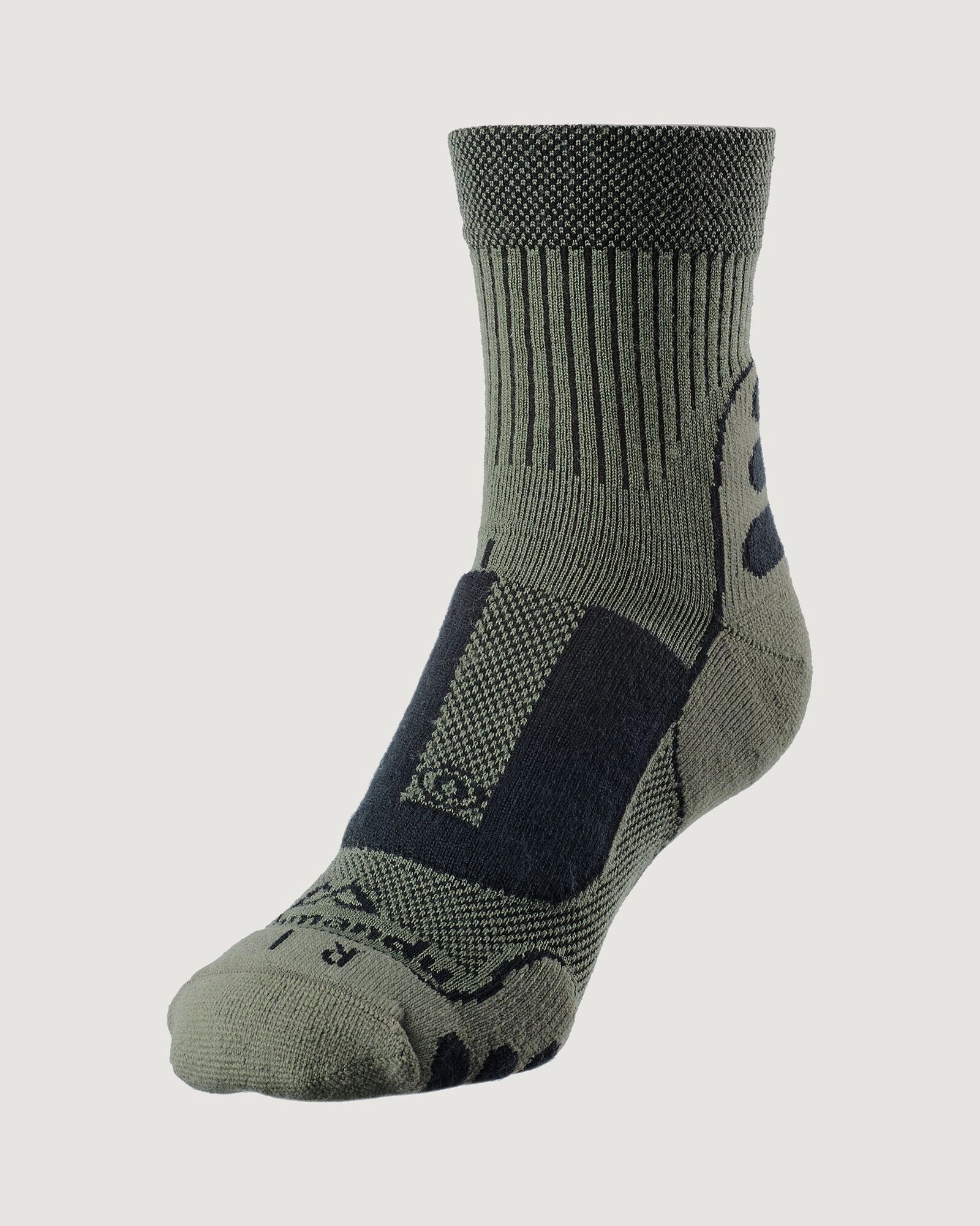 NuYarn Ergonomic Quarter Crew Hiking Socks - Moss