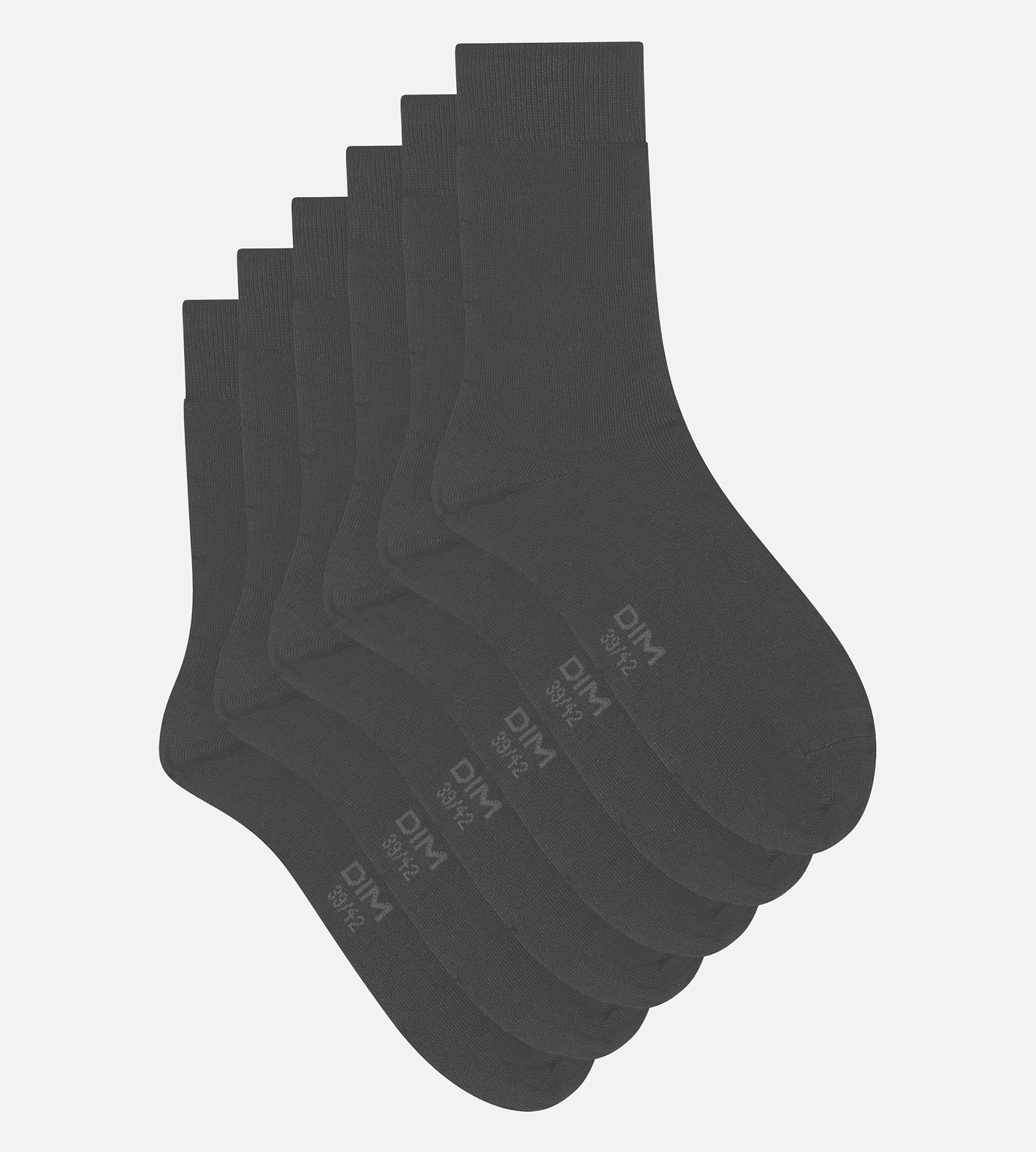 Pack of 3 Pairs of Men's Anthracite Comfort Cotton Socks Dim