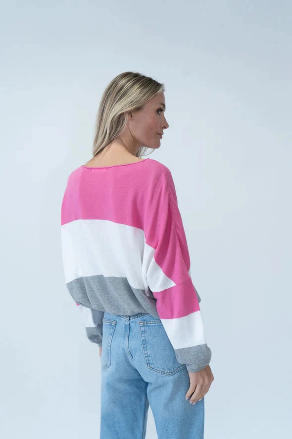 Pink Color block Sweater