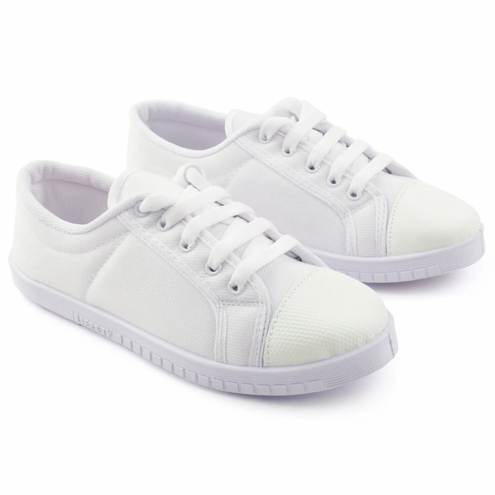 Prefect White Lacing PT School Shoes For Kids TENIS By Liberty