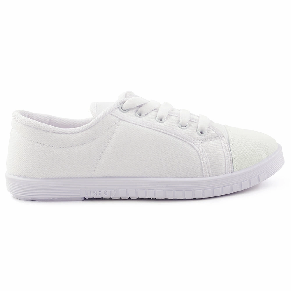 Prefect White Lacing PT School Shoes For Kids TENIS By Liberty