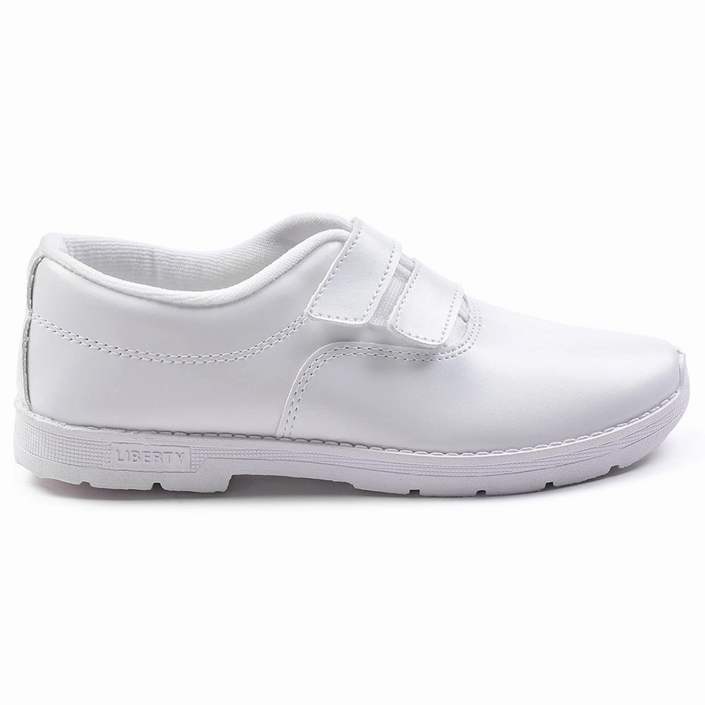 Prefect White Velcro Uniform School Shoes For Kids S/BOY-V By Liberty