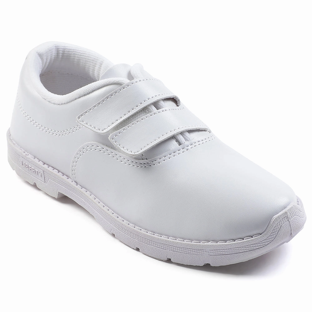 Prefect White Velcro Uniform School Shoes For Kids S/BOY-V By Liberty