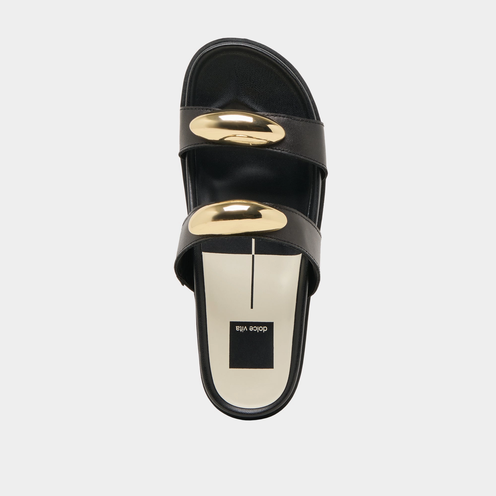 SATINE SANDALS BLACK LEATHER