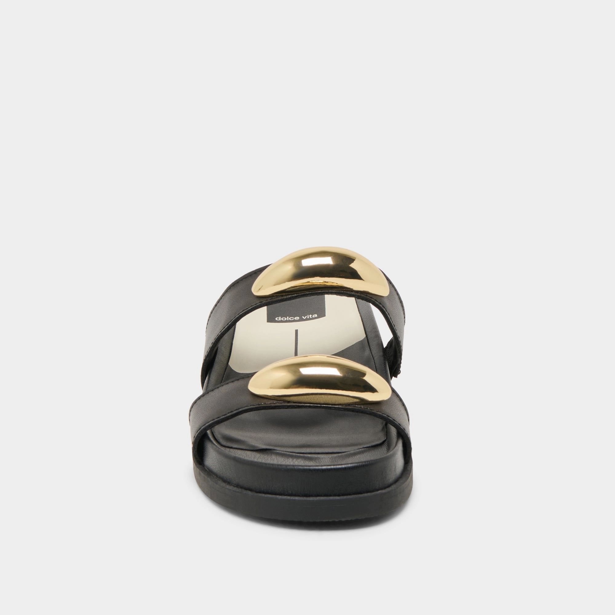 SATINE SANDALS BLACK LEATHER