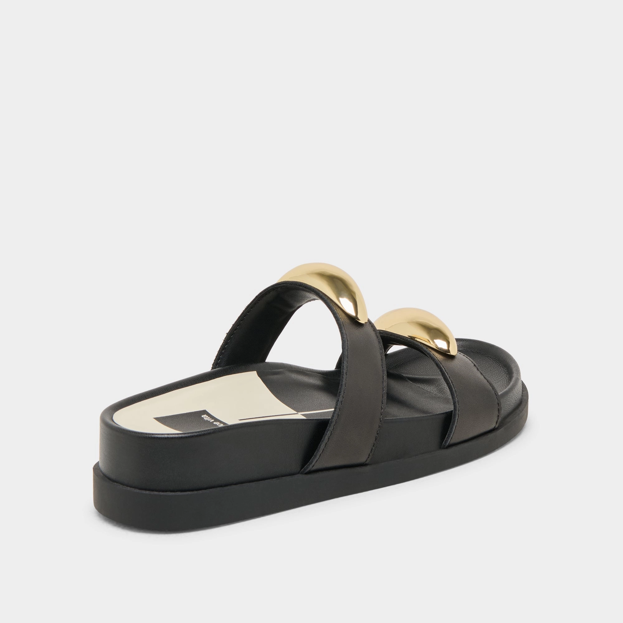 SATINE SANDALS BLACK LEATHER