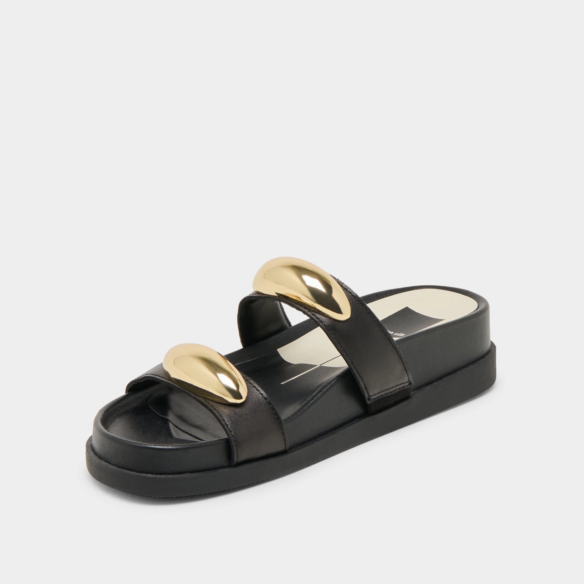 SATINE SANDALS BLACK LEATHER