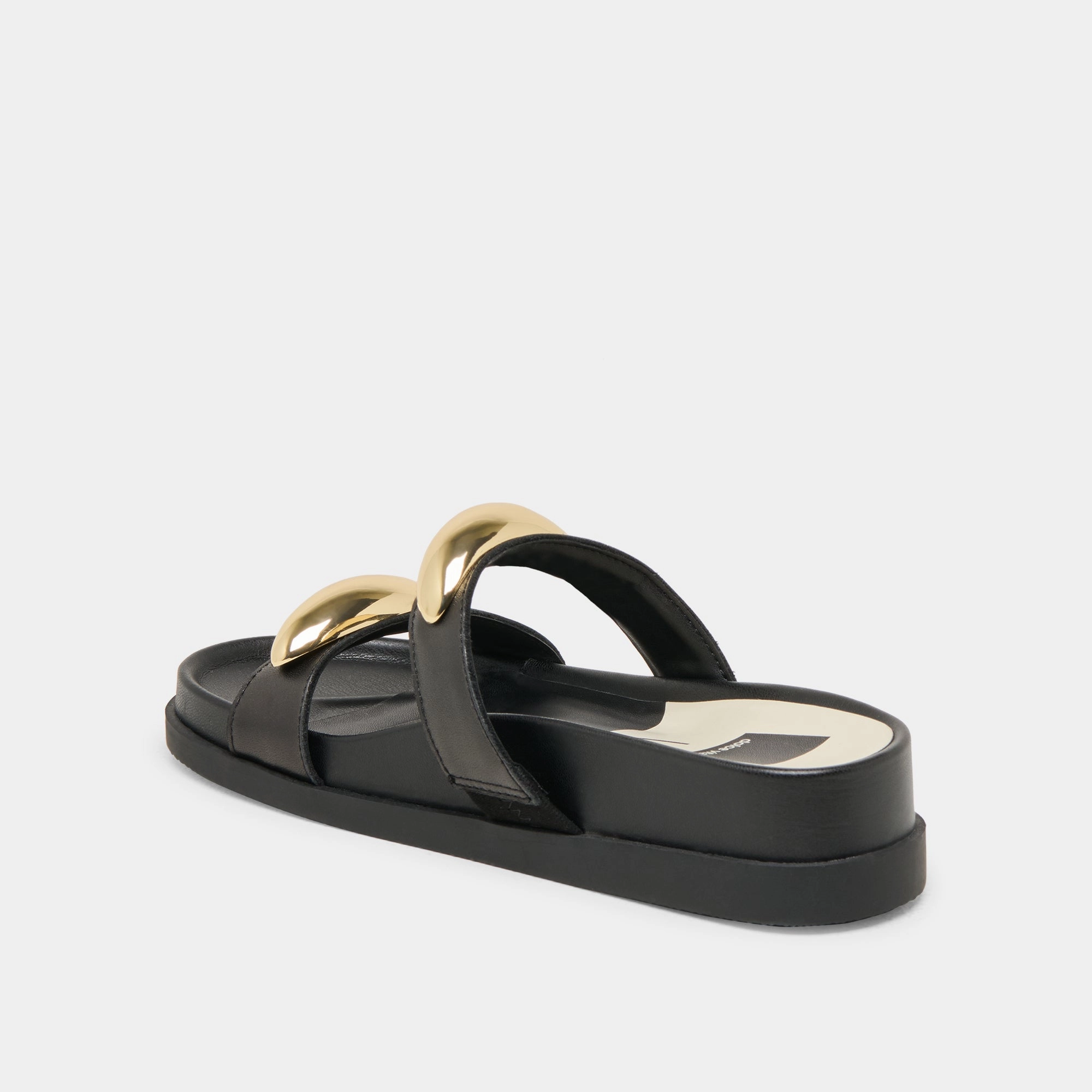 SATINE SANDALS BLACK LEATHER