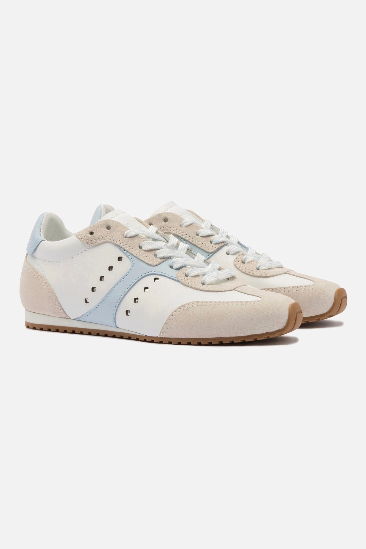 Stella Sneaker In Grey Suede, White Leather and Silver Metallic Leather
