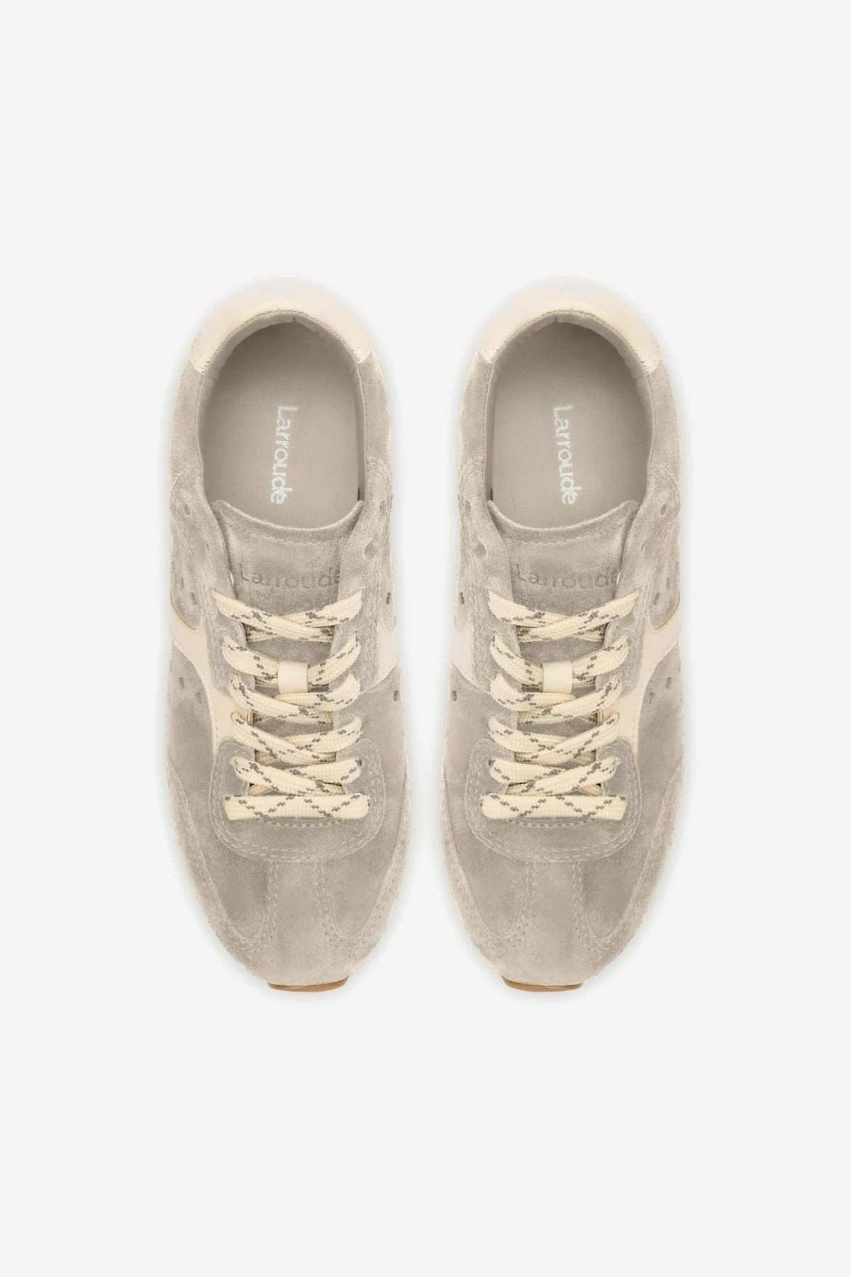 Stella Sneaker In Mushroom Grey Suede and Ivory Leather