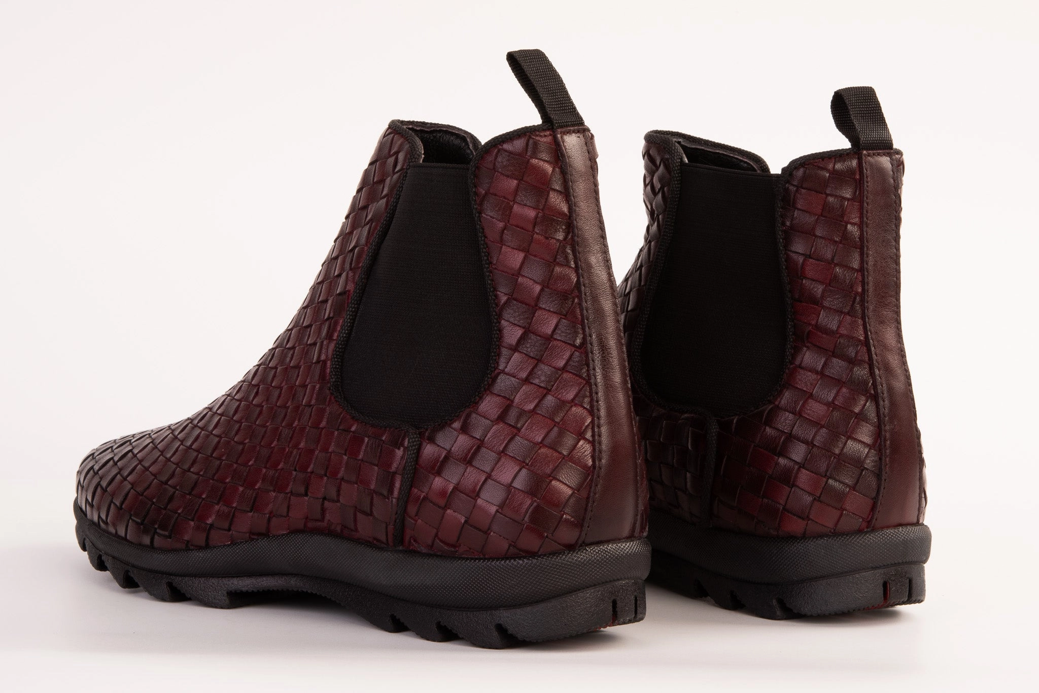 The Luxpre Burgundy Leather Handwoven Casual Chelsea Men Boot Final Sale!