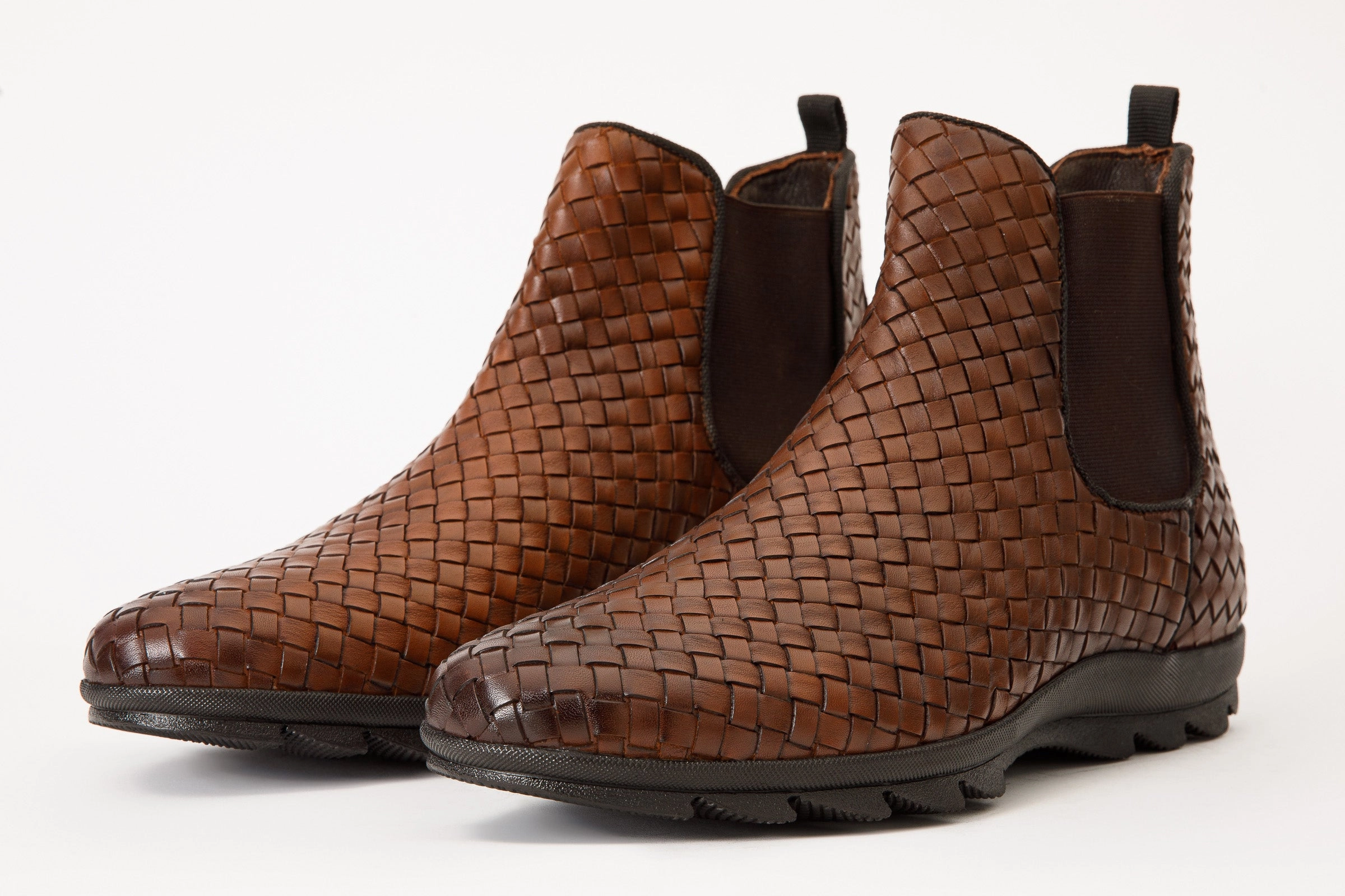 The Luxpre Tan Leather Handwoven Casual Chelsea Men Boot Final Sale!