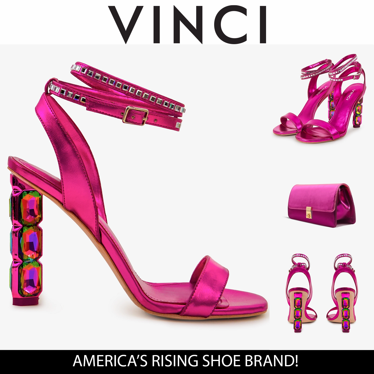 The Torola Fuchsia Stony Heel Leather Women Sandal