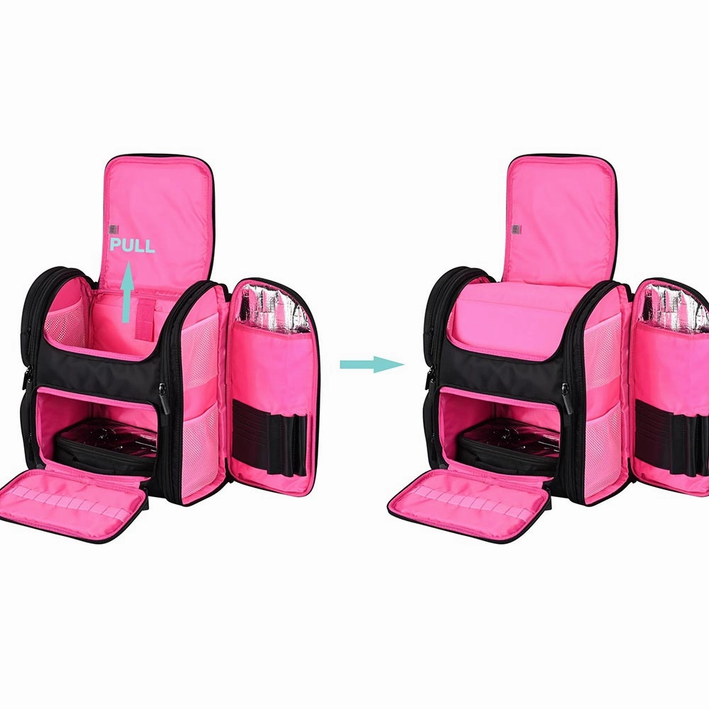 TheLAShop Makeup Backpack for Artist Hairstylist Travel Bag Pink