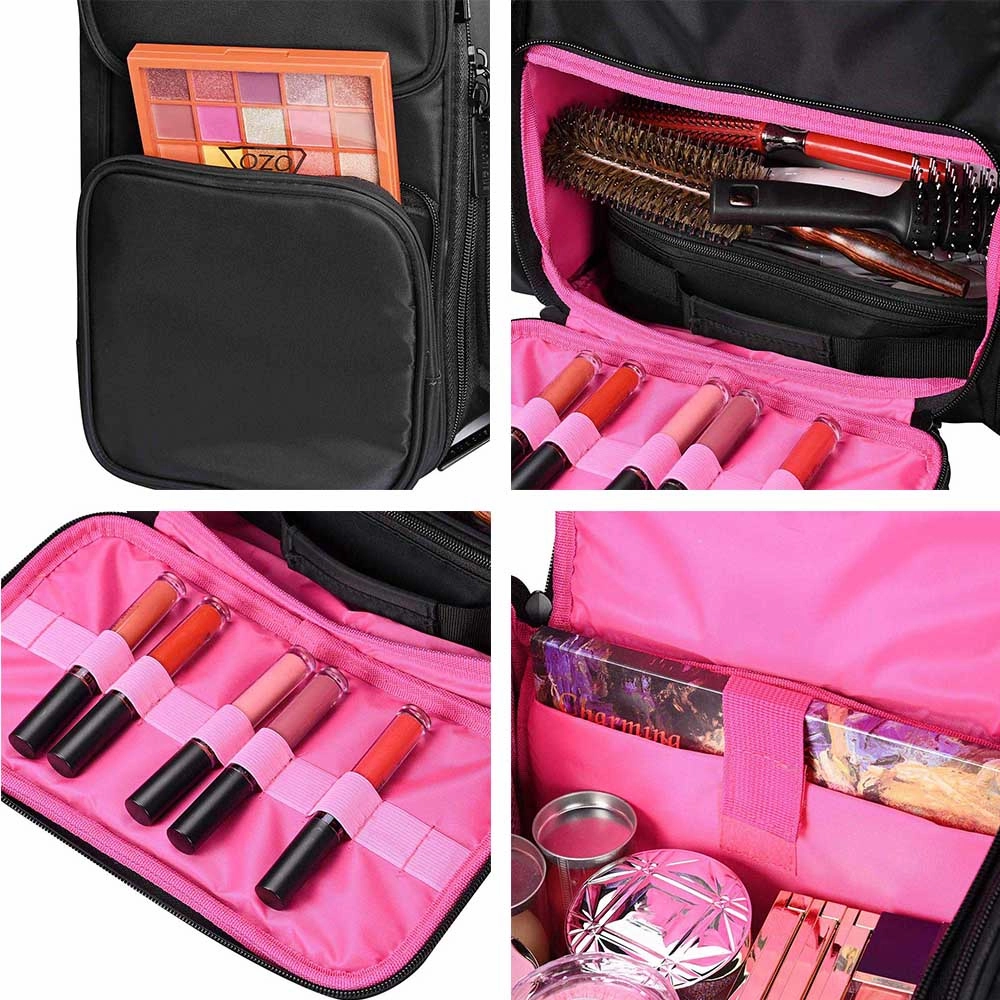 TheLAShop Makeup Backpack for Artist Hairstylist Travel Bag Pink