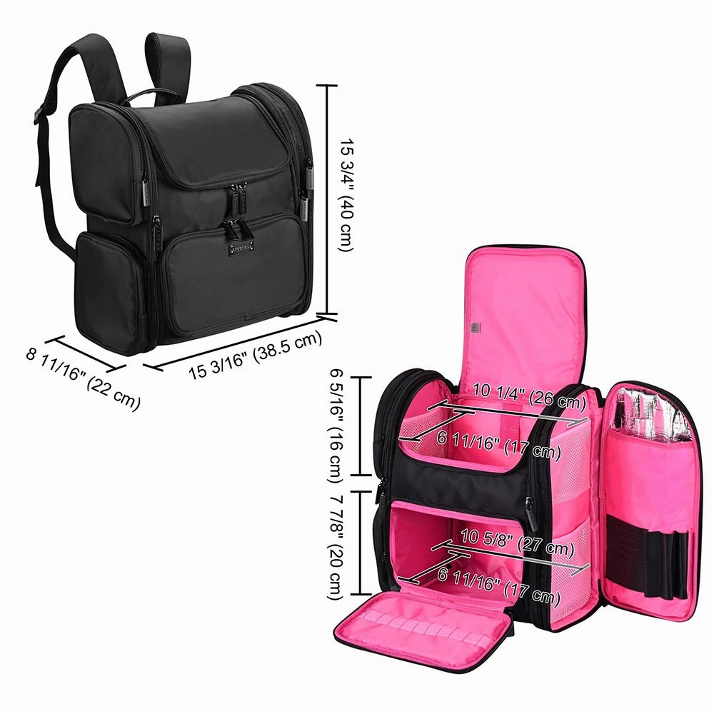 TheLAShop Makeup Backpack for Artist Hairstylist Travel Bag Pink