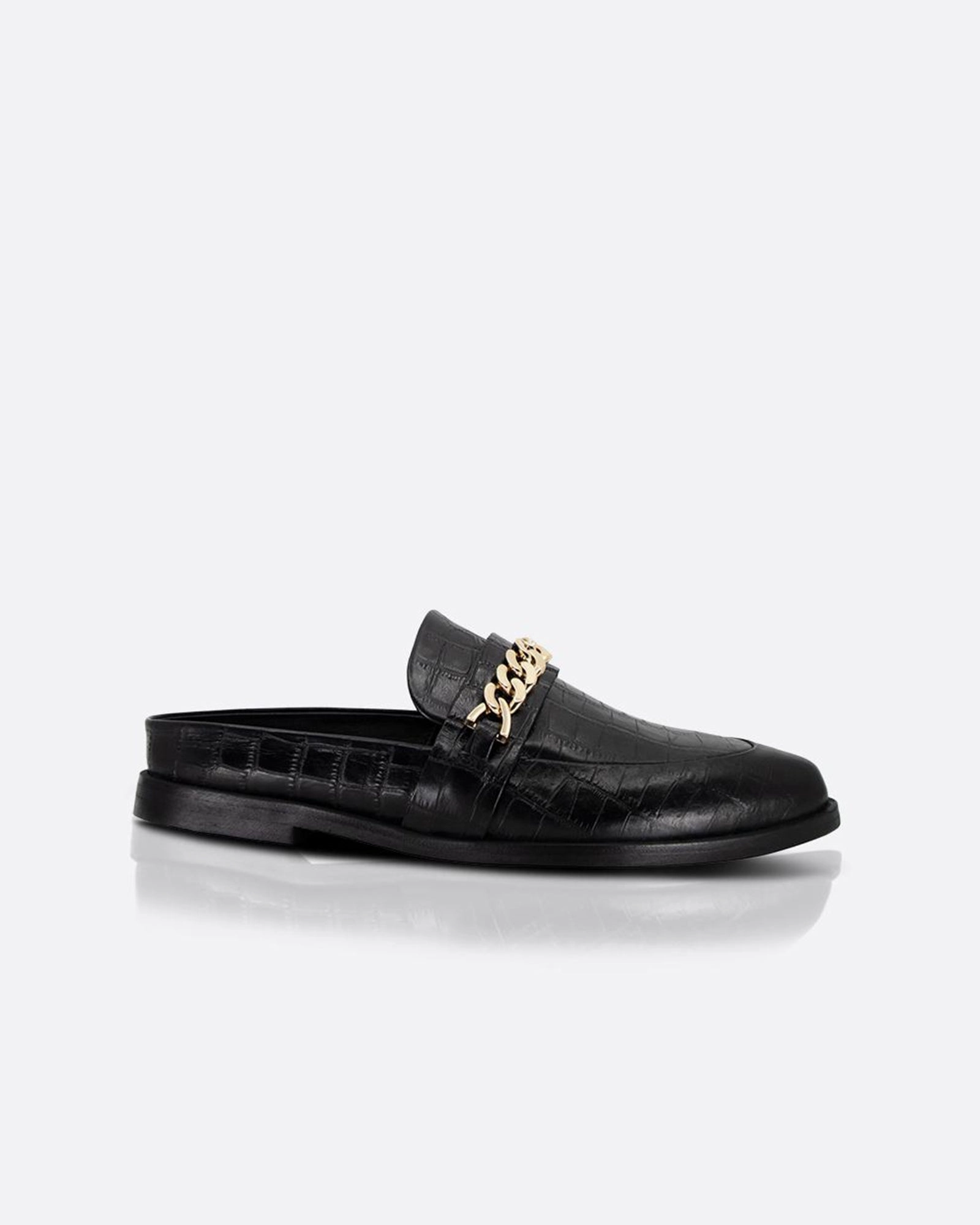 Tuesday Chain Slide Black Croc/Gold