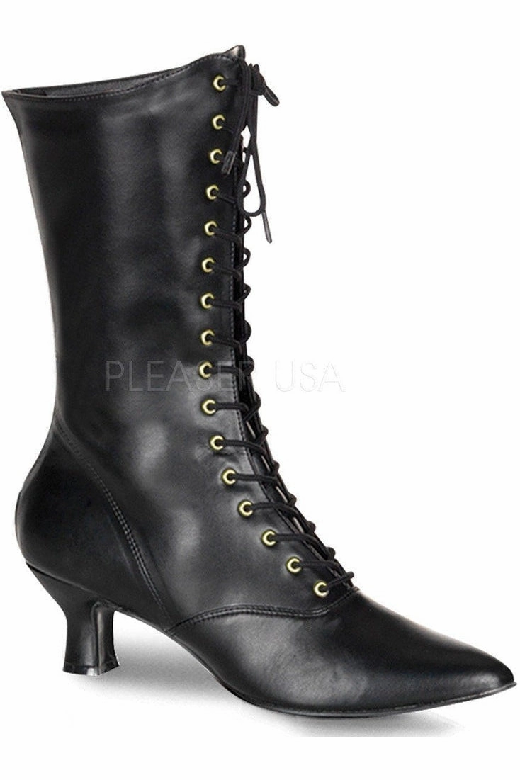 VICTORIAN-120 Ankle Boot | Black Faux Leather