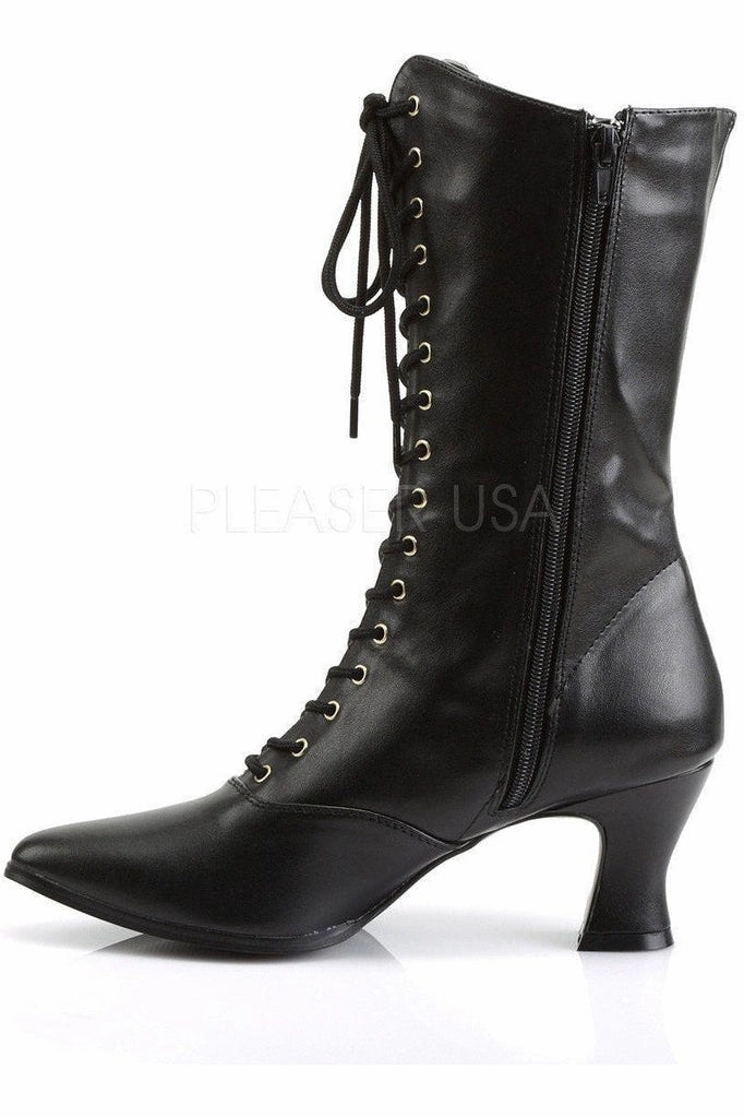VICTORIAN-120 Ankle Boot | Black Faux Leather