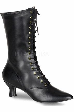 VICTORIAN-120 Ankle Boot | Black Faux Leather