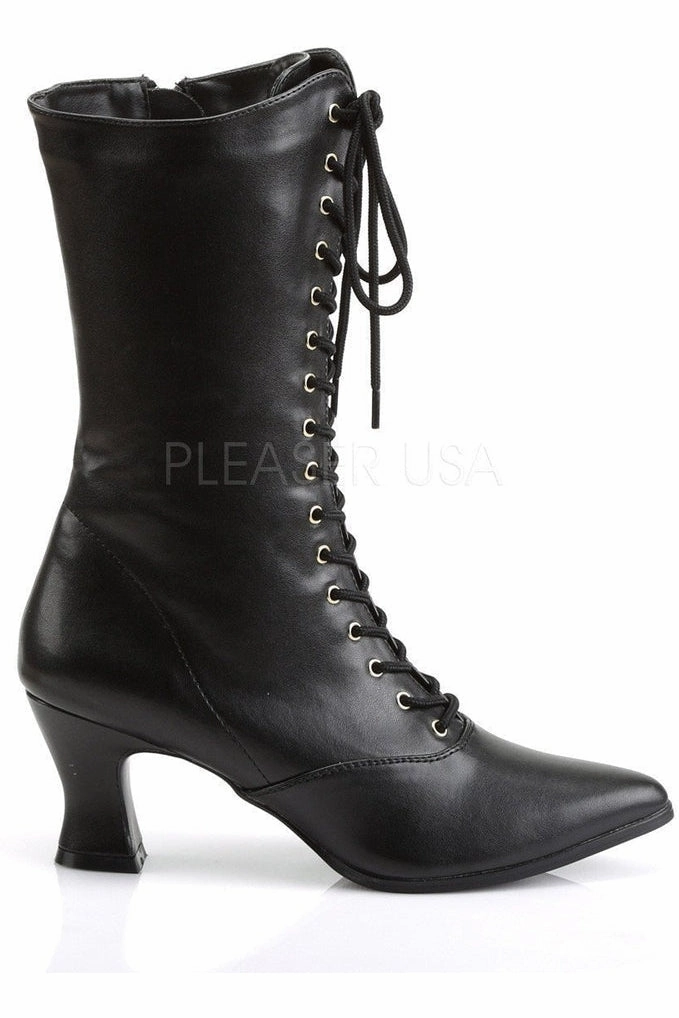 VICTORIAN-120 Ankle Boot | Black Faux Leather