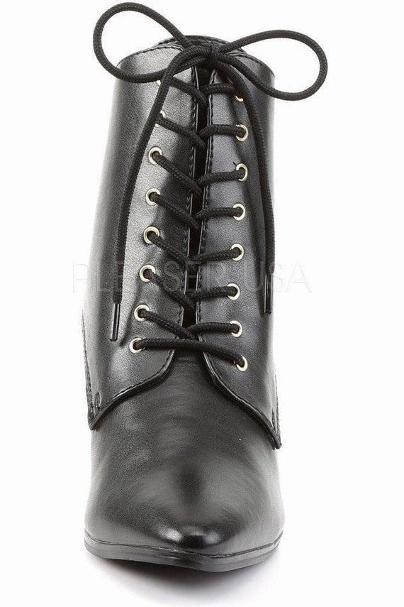 VICTORIAN-35 Ankle Boot | Black Faux Leather